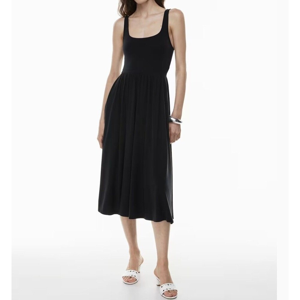 NEW Aritzia Wilfred Market Midi Dress Black L Minimalist Quiet Preppy Capsule